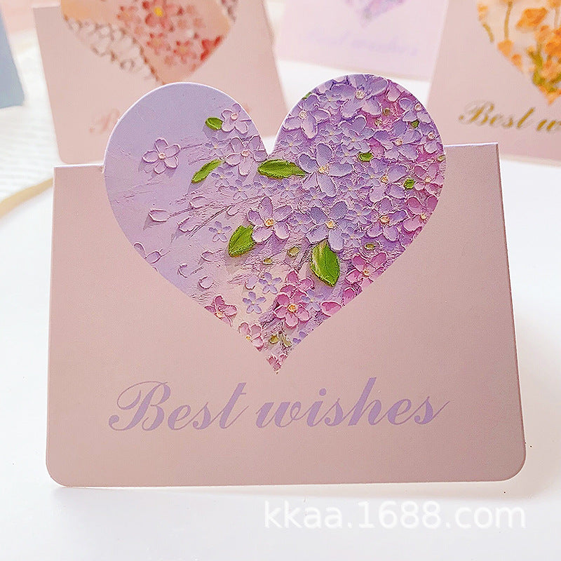 Wholesale of 10pcs/pack Mother's Day Love 3D Oil Painting Flowers Paper Greeting Cards